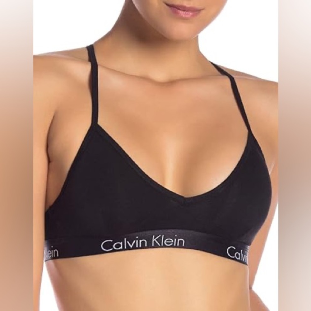 Calvin Klein Black Racerback Bra with Logo Band